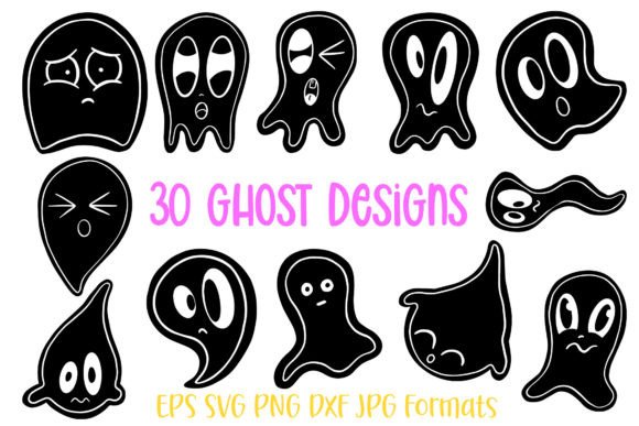 30 Ghost Halloween Cute Cartoon Logos: Your Instant Download
