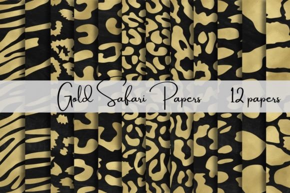 Gold Safari Patterns, Animal Print: Bold Design Assets