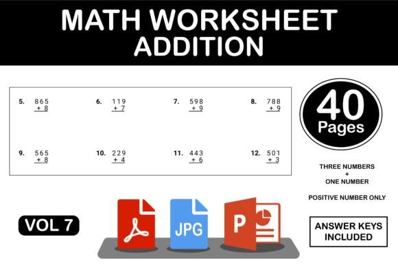Mastering Basic Arithmetic: Addition Workbook Math Worksheets Vol 7