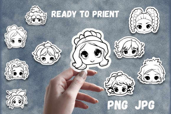 Printable Cute Girls Faces Stickers: A Designer’s Take on Kawaii Charm