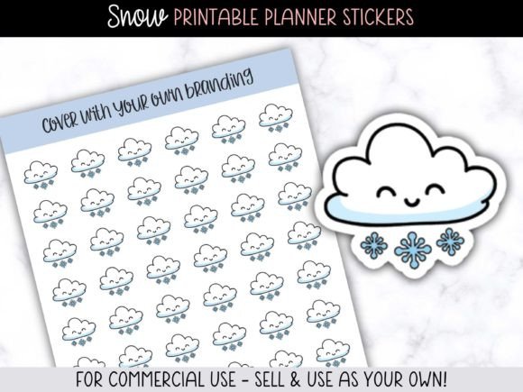 Stock Your Sticker Shop with Snow Icon Printable Planner Stickers