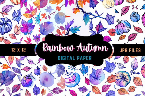 Warm Up Your Projects with Rainbow Autumn Digital Paper
